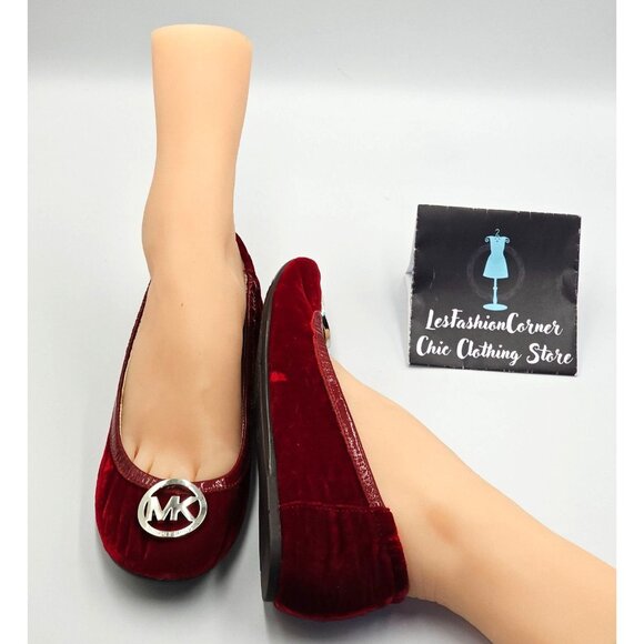 Michael Kors Women's Red Velvet Fulton Logo Emblem Ballet Flat Size 7 2510 - Picture 11 of 16